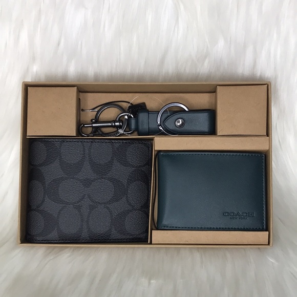 Boxed 3 In 1 Wallet Gift Set In Colorblock Signature Canvas - Picture 15 of 15